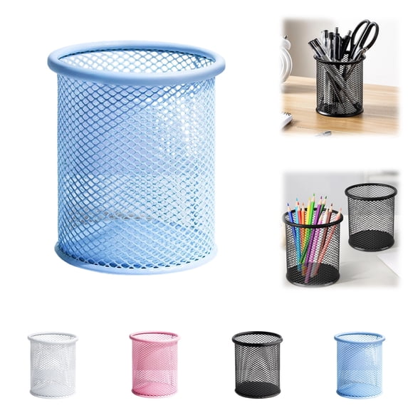 Pen Holder, Pencil Holder Cup for Desk, Mesh Metal Pen Organizer for Home Office, Desk Accessories & Workspace Pencil Container (Blue)