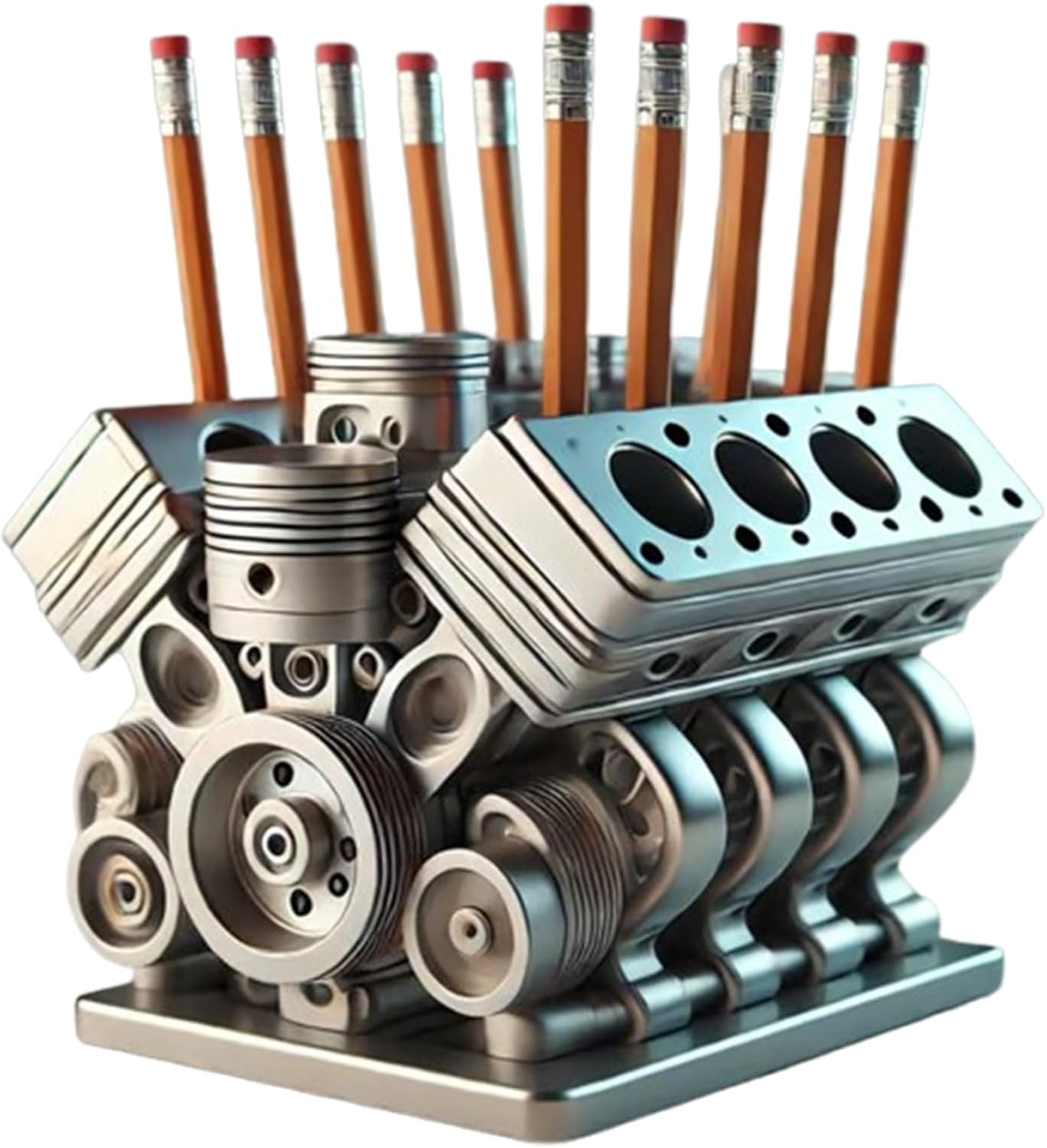 Pen Holder with V8 Engine,Business Card Pencil Holder V8 Engine Model ...