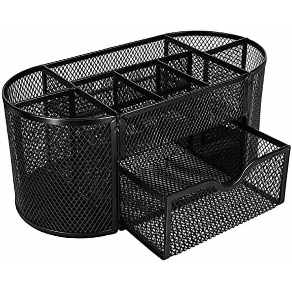 Pen Holder and Desk Organizer, Office Caddy Storage, Black, ‎9.25" x 4.53" x 3.94"