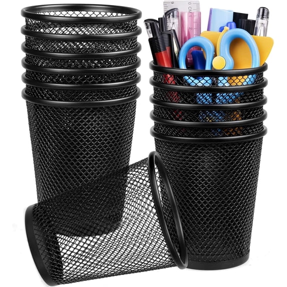 Pen Holder for Desk Mesh Pen Cups Metal Pencil Holder 12 Packs Desk Organizers and Storage