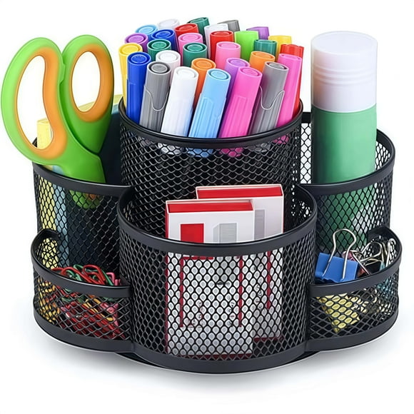 Pen Holder for Desk, Rotating Pencil Holder, Cup Holder for Desk Office, Pen Organizer in Black