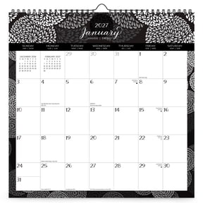 Pen & Ink | 2027 12x12" (Hanging) Square Wire-O Calendar | Sticker Sheet