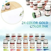 Pen Ink Smooth Writing 24 Colors Glass Bottle Colorful Painting Ink for Writing Purple Glass,Ink