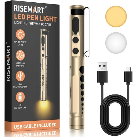 Pen Light for Nurse, Rechargeable LED Medical PenLight, Warm/Cool White & Stepless Dimming, Portable Medical PenLight for Nurse, Doctor, First Aid, EMT, Nursing,Nursing Student (Black)