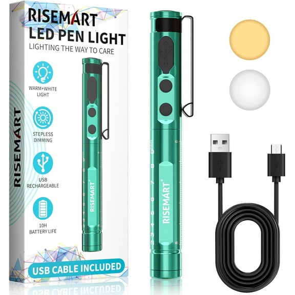 Pen Light for Nurse, Rechargeable LED Medical PenLight, Warm/Cool White & Stepless Dimming, Portable Medical PenLight for Nurse, Doctor, First Aid, EMT, Nursing,Nursing Student (Black)