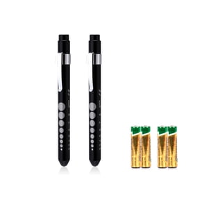 Pen Light with Pupil Gauge Nursing Pen Lights for Nurses 2 Pack Reusable Pupil Penlight for Nursing Students Doctors EMTs White Light LED Penlights for Nurses with 4 Batteries (Black)