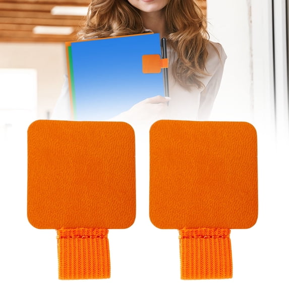 Pen Loop Holder for Notebook Self Adhesive Elastic Leather Pen Holder Pen Loop for Journal Planner Calendar Orange 2PCS Stationery Organizer Accessory