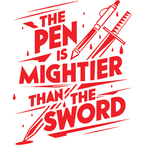 Pen is Mightier Than the Sword Quote Educational Quotes Saying Library School Classroom Wall Art Sticker Designs Vinyl Stickers For Home House Walls Rooms Windows Bedroom Decoration Size (18x20 inch)