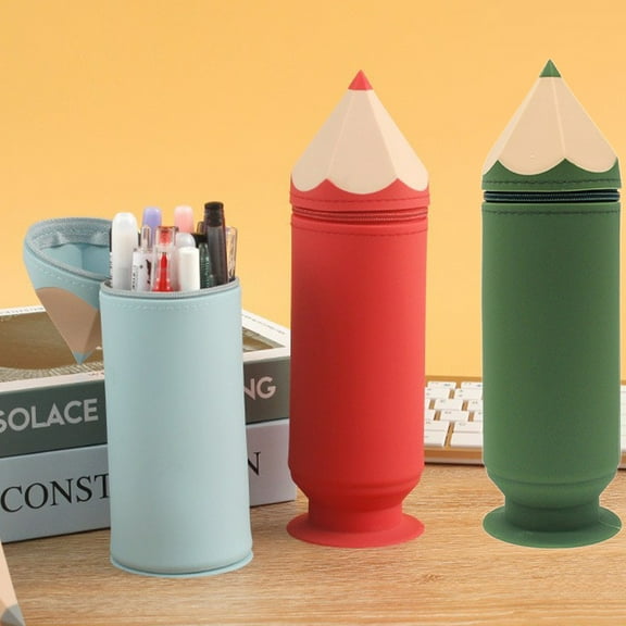 Pen Organizer Pouch | Desk Storage and Accessories Organizer | Silicone Zippered Utility Bag | Waterproof Multipurpose Pouch | Holds Tools & Supplies | 8.66 x 2.64 in | 1 Pack | Green Blue Red