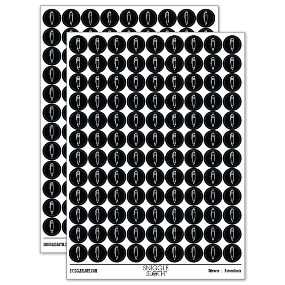 Pen Outline 200+ Round Stickers - Black - Gloss Finish - 0.50" Size