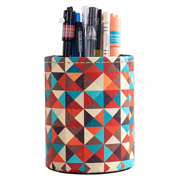 Pen Pencil Holder, Floral Flower Pattern Pen Cup Container PU Leather Desk Organizer Stand Decor Brush Scissor Holder Desk Organizer Decoration for Office Desk Home Decorative (3.1X4.1in(PG-9))