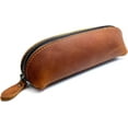 thumbnail image 1 of Pen Pouch Pencil Bag Black Leather Pencil Holder Small Portable Zipper Case for Fountain Pen Markers Makeups Change Coins,Gift for Adults Mens Womens (Brown), 1 of 6