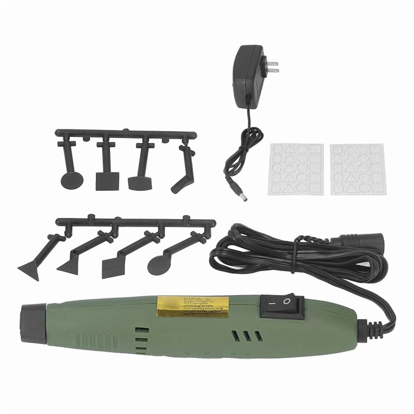 Pen Sander, Power Sander Pen DIY Mini Pen Sander Multi Model Drill Bit Replacement for Woodworking US Plug,1 x Pen Sander 8 x Small Rods 2 x Sandpaper 1 Adapter