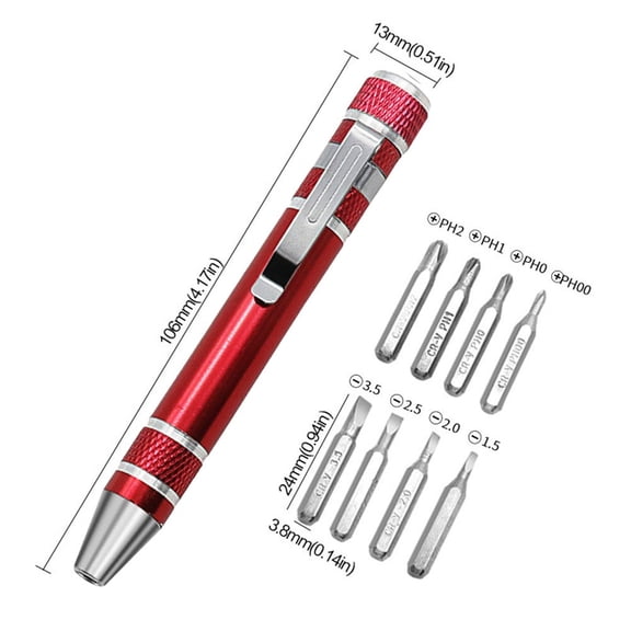 Pen Screwdriver Multitool Handy Tool 8-in-1 Changeable Bits Pocket Screwdriver Precision Function For Mini Gadgets