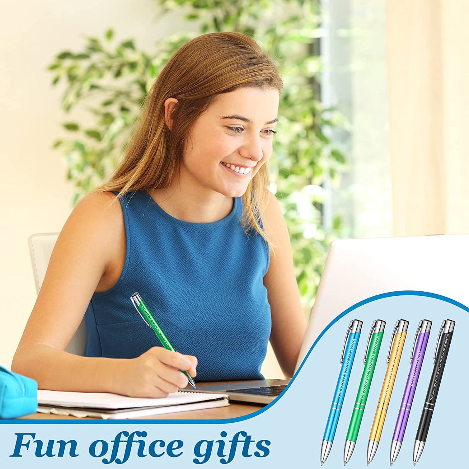 Push Writing Pen Set Office Writing 5 Ballpoint Pens Ink 5Ml Black Encouragement ...