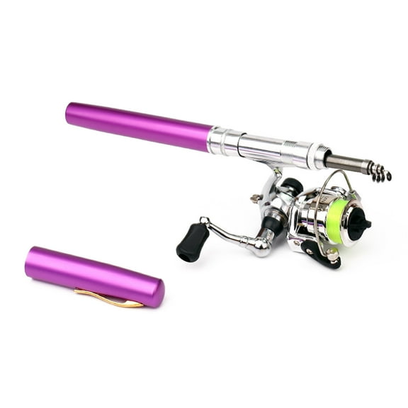 Pen Shape Fishing Rod, 1.6m Pen Shape Telescopic Mini Fishing Pole Rod with Metal Spinning Reel Wheel