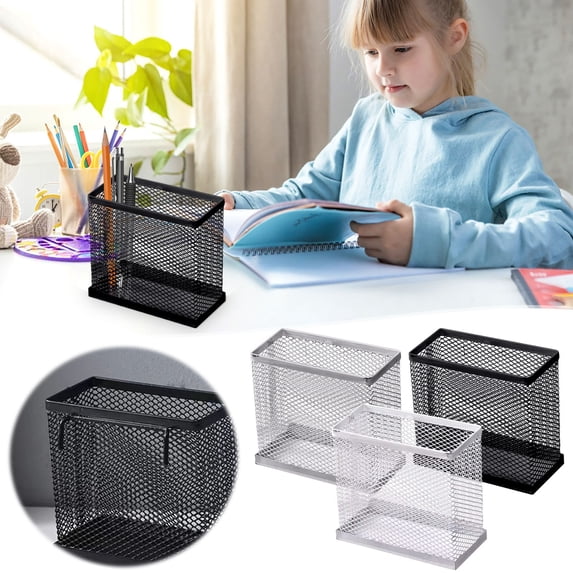 Pen Storage Organizer – Desktop Pencil Holder | Metal Mesh Construction, Space-Saving Design, Modern Look | Open Access, Home Office, 10x9.5x5cm