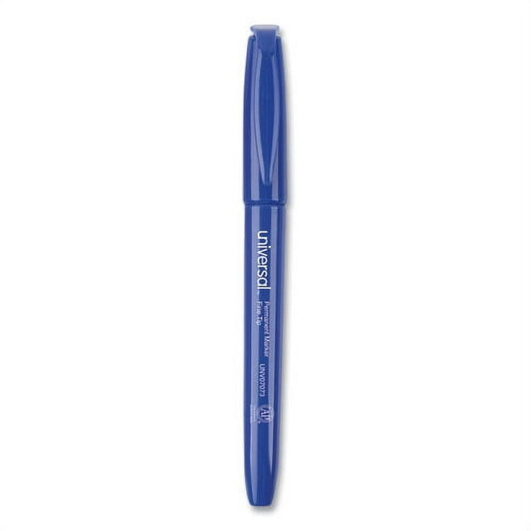 Fine Tip Permanent Marker, Fine Bullet Tip, Blue, Dozen