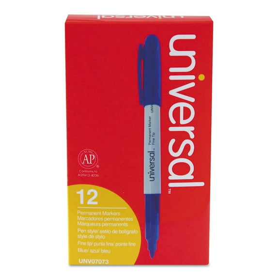 Pen-Style Permanent Marker, Fine Bullet Tip, Blue, Dozen | Bundle of 5 Dozen