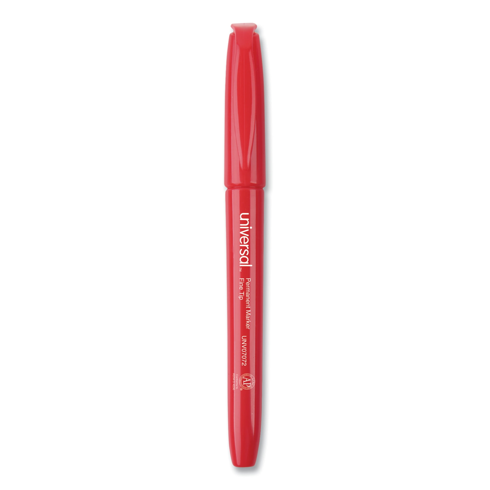 Universal Fine Point Permanent Markers - Red Ink, Dozen Pack, Low Odor Pen Style Markers