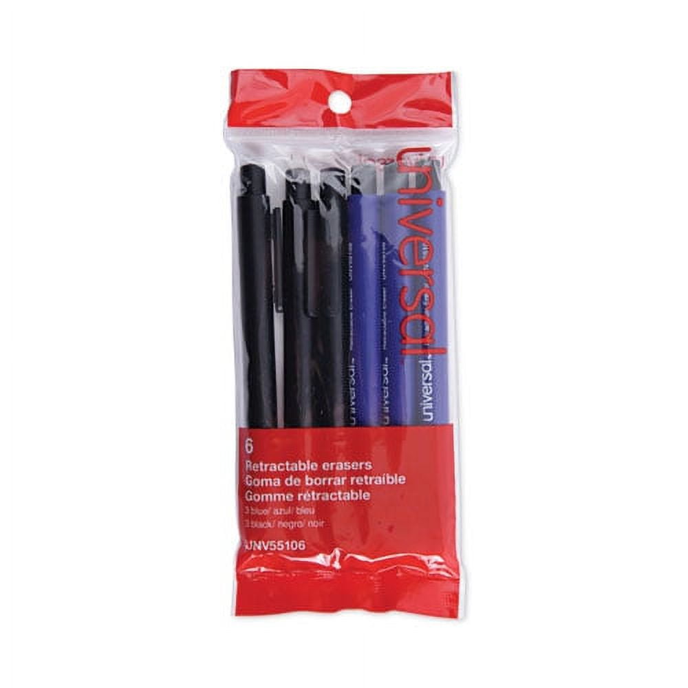 Pen-Style Retractable Eraser, For Pencil Marks, White Eraser, Assorted Barrel Colors, 6/Pack Pen-Style Retractable Eraser, For Pencil Marks, White Eraser, Assorted Barrel Colors, 6/Pack