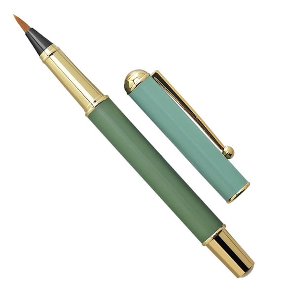 Pen Style Soft Brush Calligraphy Pen For Beginners, Ink Absorbing Small Regular Script Brush For Practicing, Portable Chinese Writing Tool (Green, 14.5*1*1)