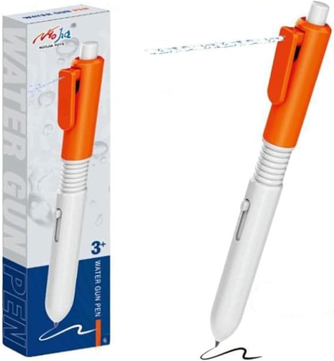 Pen Water Trick Toy, Dual Functionality Water Gun Pen, Portable Pen That Sprays Water, Water Spray Pen for All Ages (Orange, 1 PCS)