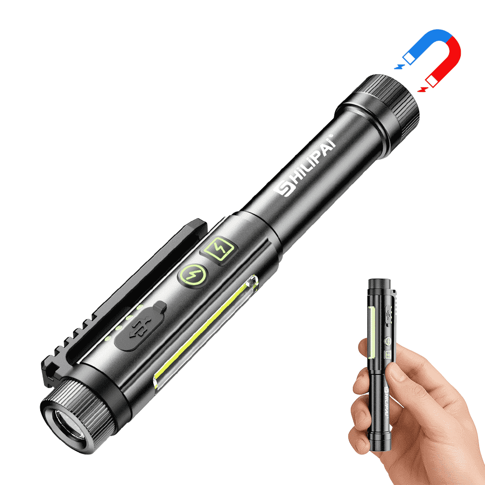 Magnetic Rechargeable Pen Light - 600 Lumen Dimmable EDC Flashlight, IPX4 Waterproof Work Light with Clip & COB LED for Mechanics, Nurses, Emergency