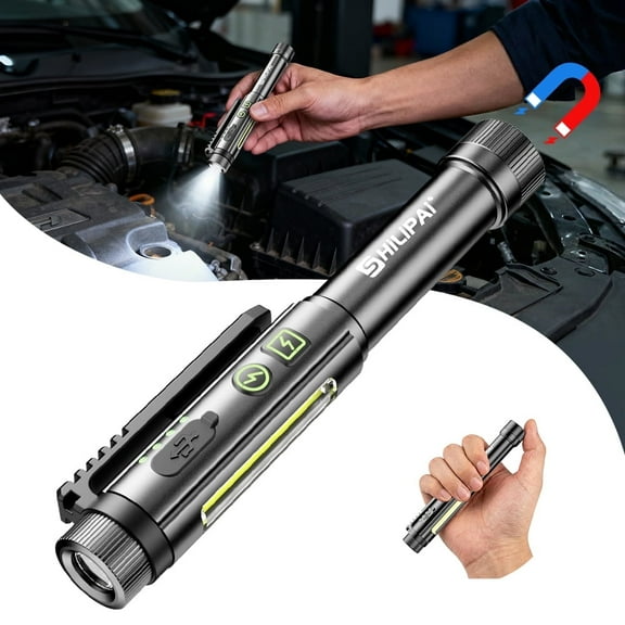 Magnetic Rechargeable Pen Light - 600 Lumen Dimmable EDC Flashlight, IPX4 Waterproof Work Light with Clip & COB LED for Mechanics, Nurses, Emergency