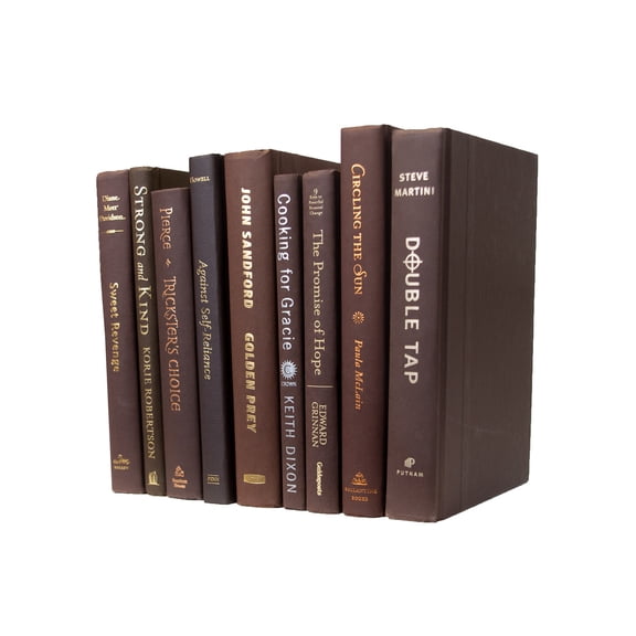 Pen & Willow Brown Decorative Books - Real shelf-ready book bundle for home or office decor, weddings or staging.