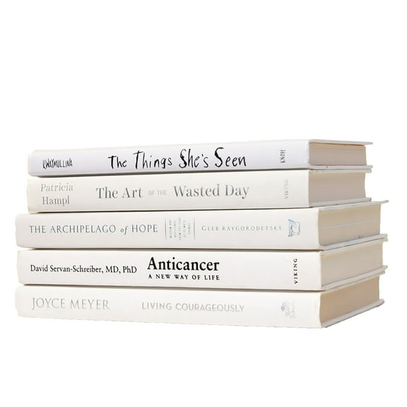 Pen & Willow White Decorative Books - Real, shelf-ready book stacks for Bookshelves, Coffee Tables, or End Tables. For Home or Office Decor, Weddings, or Staging Decor.
