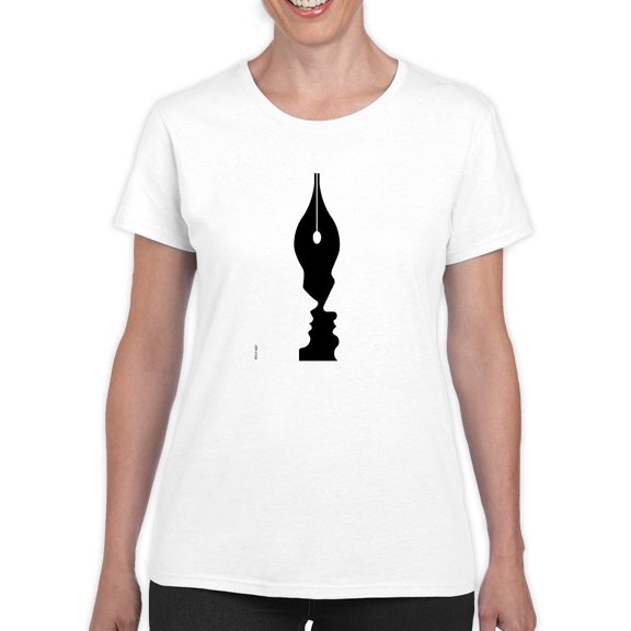 Pen With Silhouettes T-Shirt Women -Mohsen Najafi Designs, Female 4X-Large