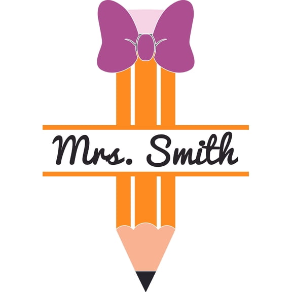 Pen Writing Purple Ribbon Pencil Customized Wall Decal - Custom Vinyl Wall Art - Personalized Name - Baby Girls Boys Kids Bedroom Wall Decal Room Decor Wall Stickers Decoration Size (20x12 inch)