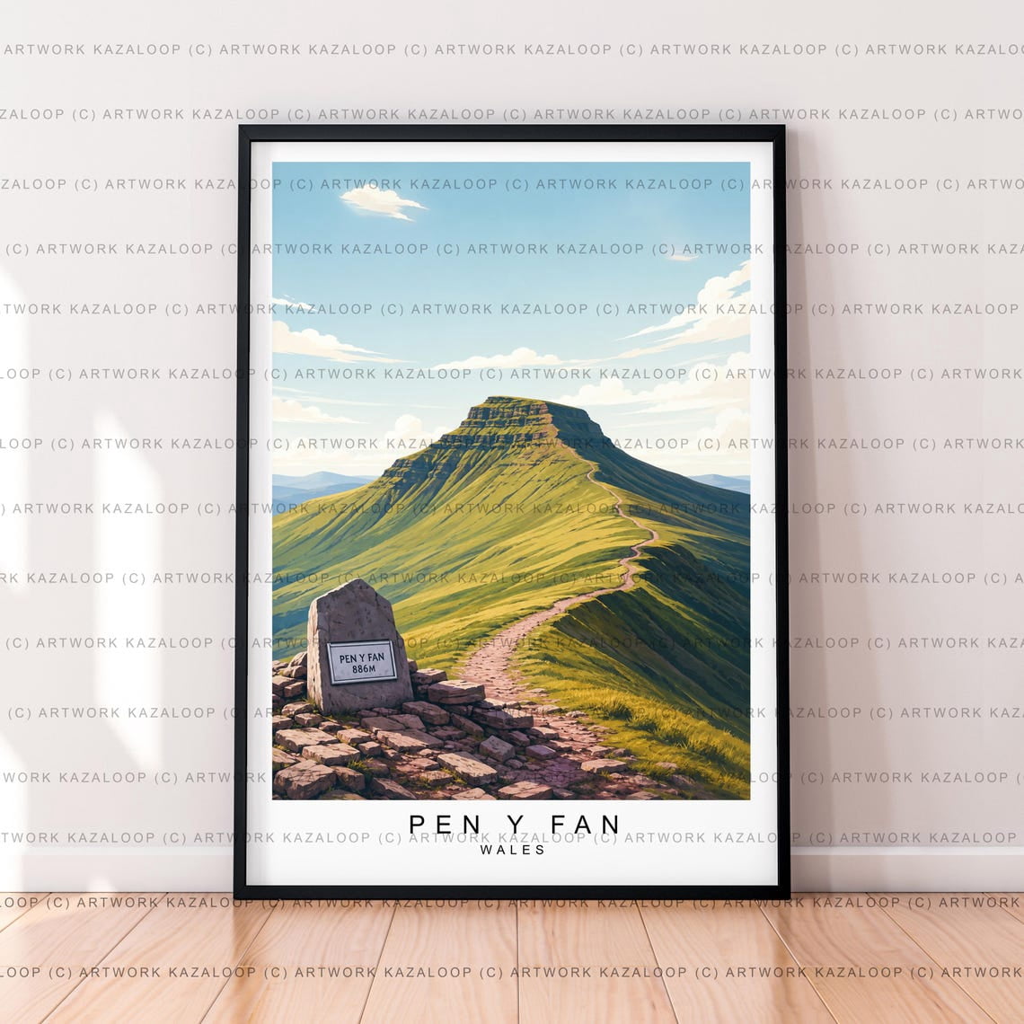 Welsh Fans Pen Y Fan Wales Illustration Welsh Mountain Travel Poster, Travel ...