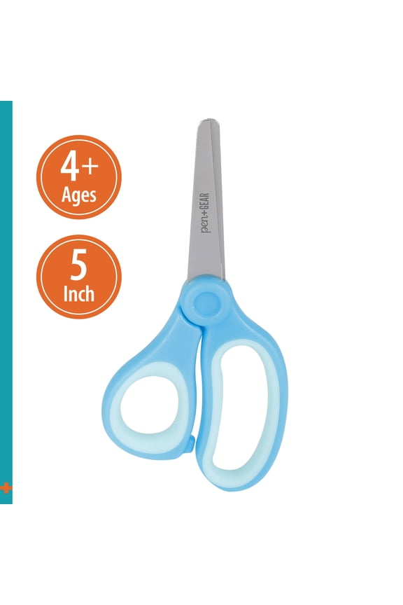 5-inch Blunt-Tip Kids Scissors, Age 4-7, School Supplies, Multi-Purpose, Blue