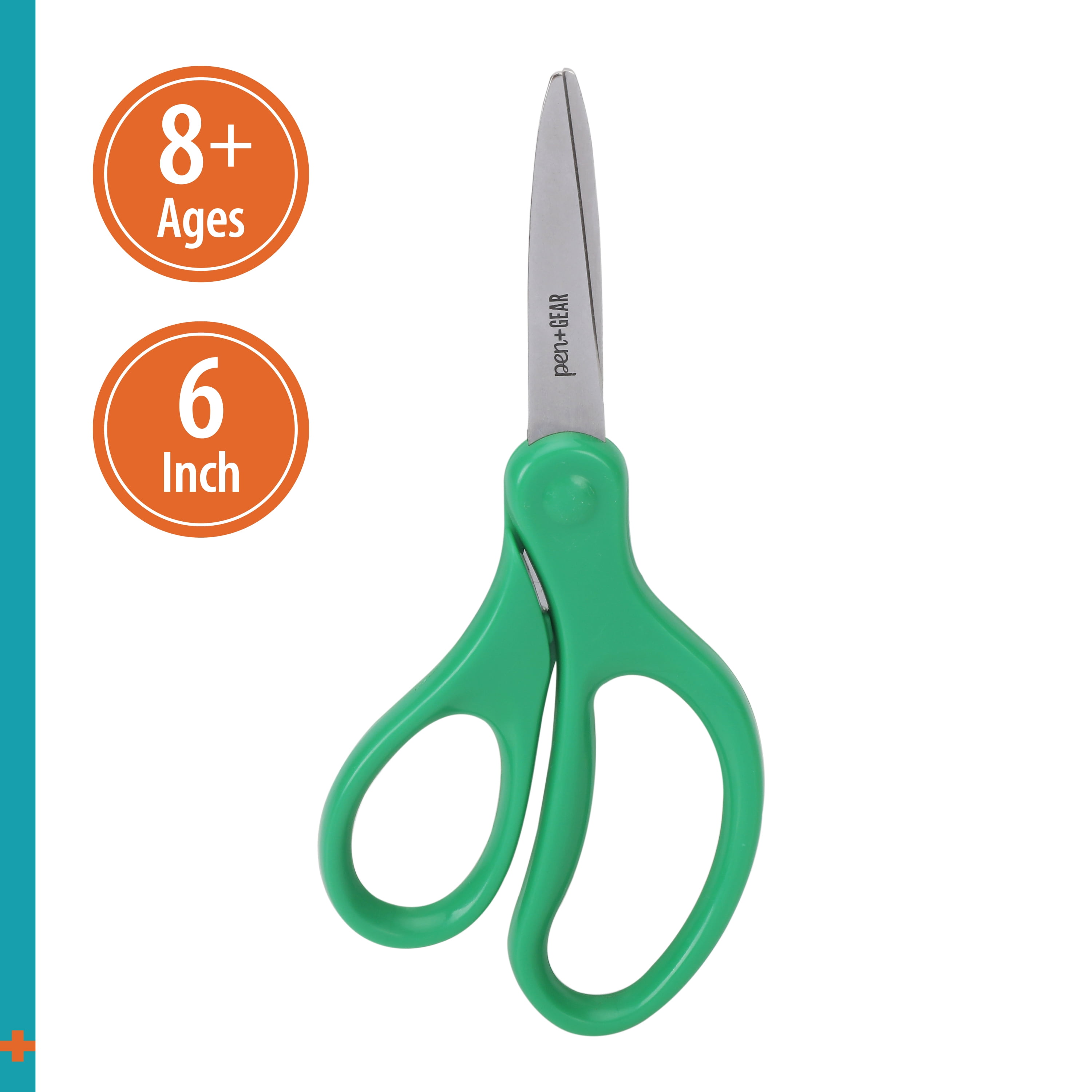 Pen+Gear 6-inch All-Purpose Stainless-Steel Scissors, Pointed, School Supplies, Green