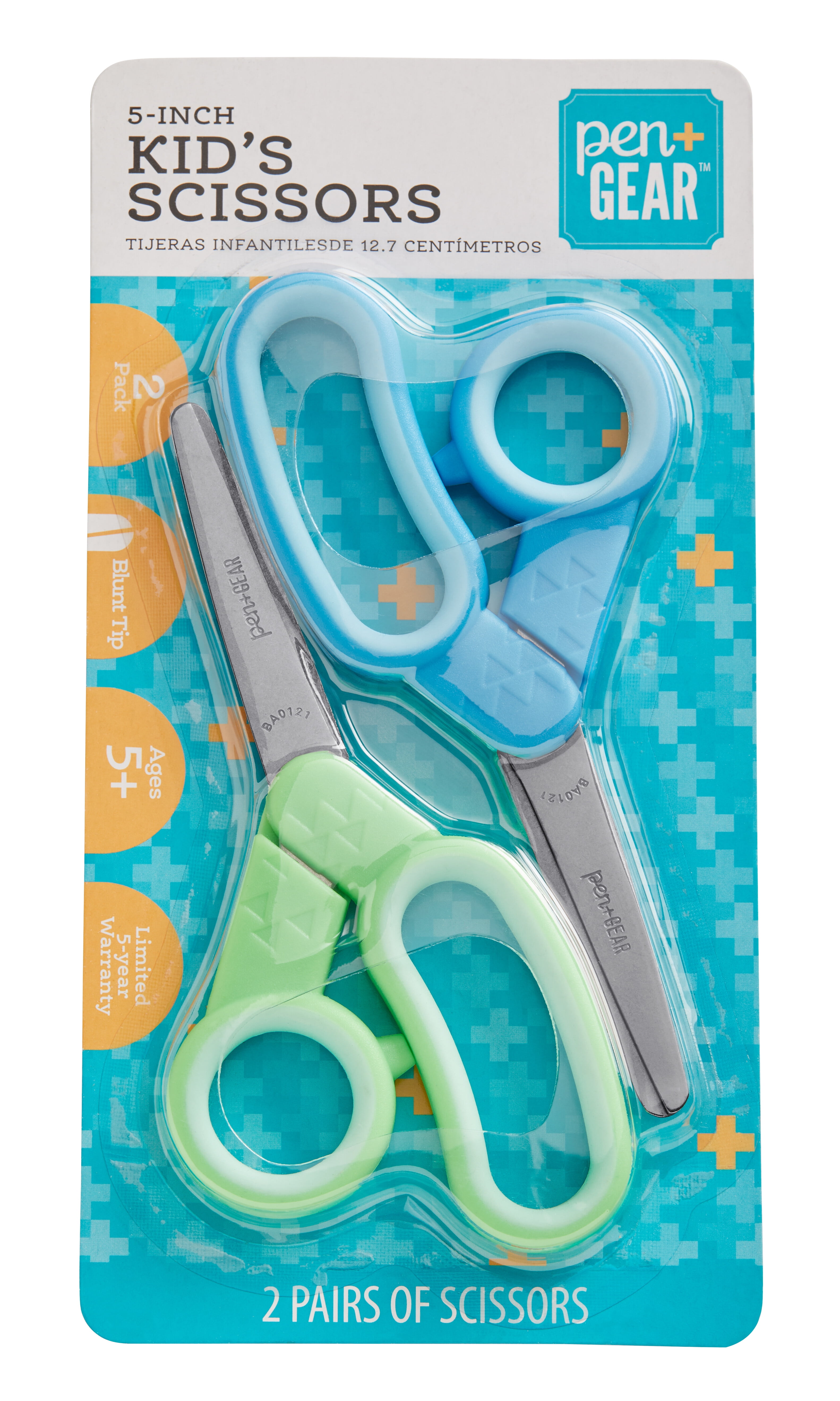 Pen and Gear Kids Scissors, 5, Blunt, School Supplies for Kids 5+, Light  Blue/Green, Pack of 2