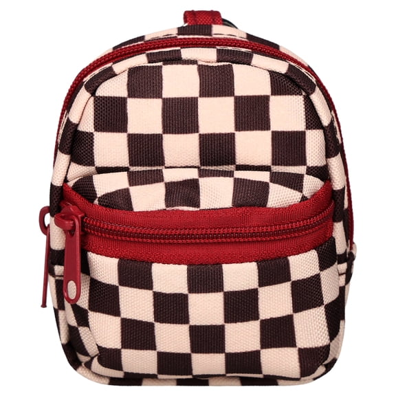 Pen+Gear Western Checkered Mini Backpack Charm, Black and White, 3.55 Inch