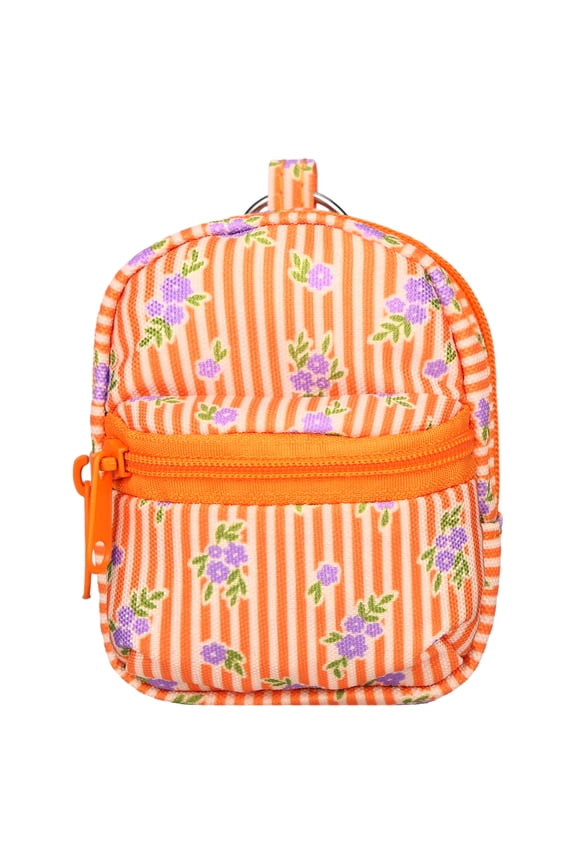Mini Bag Charm, Orange Floral, Perfect for Students of All Ages--Elementary, Middle School, High School, College, and Adult Professionals
