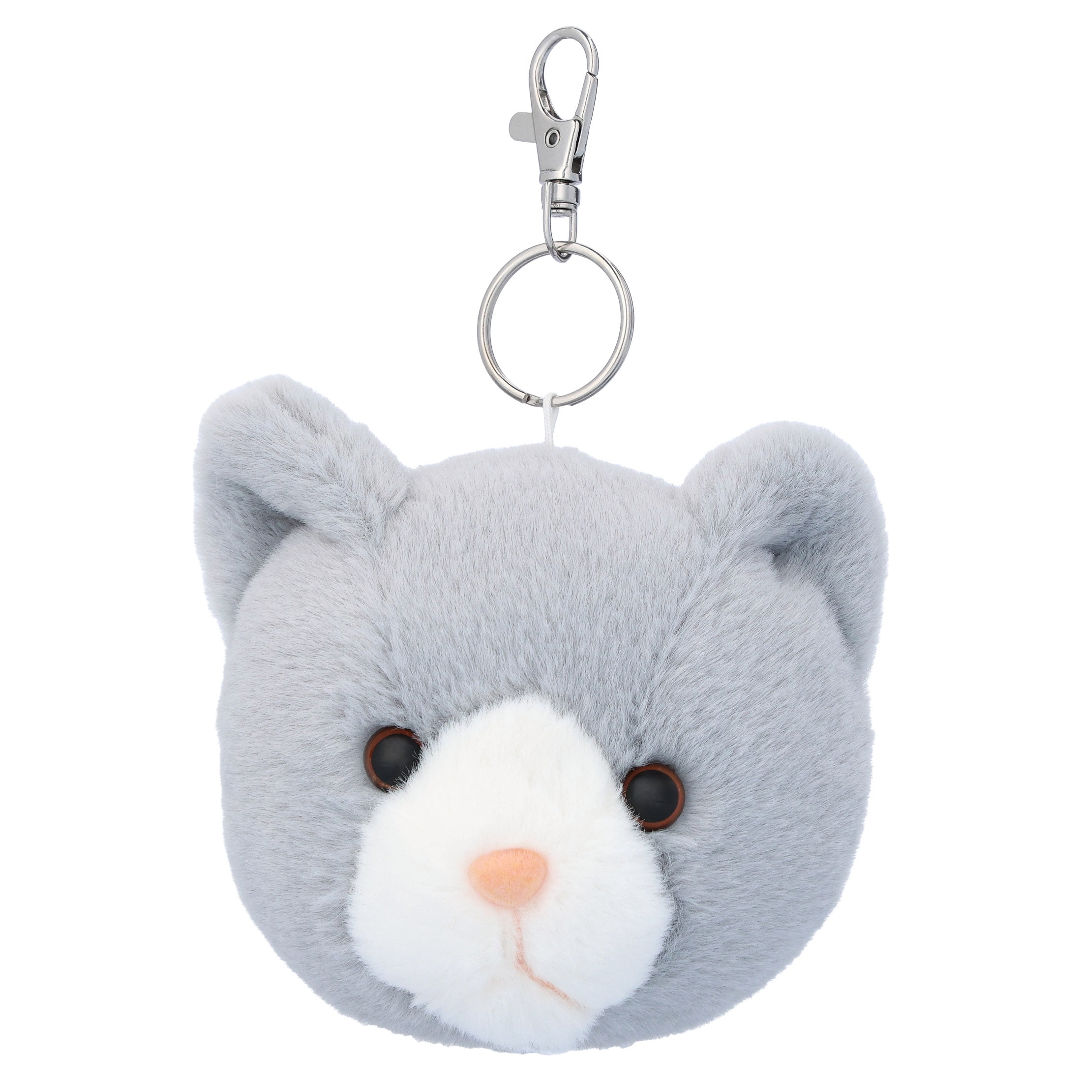 Pen+Gear Mini Plush Cat Bag Charm, Gray and White