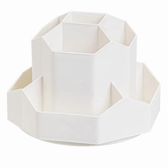 Pen holder, desktop storage, large capacity, 360° rotatable, beige