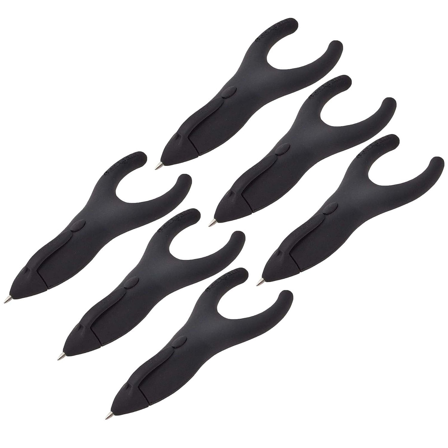 PenAgain Ergo-Sof Retractable Ballpoint Pen, Black, Black Ink, Pack of 6