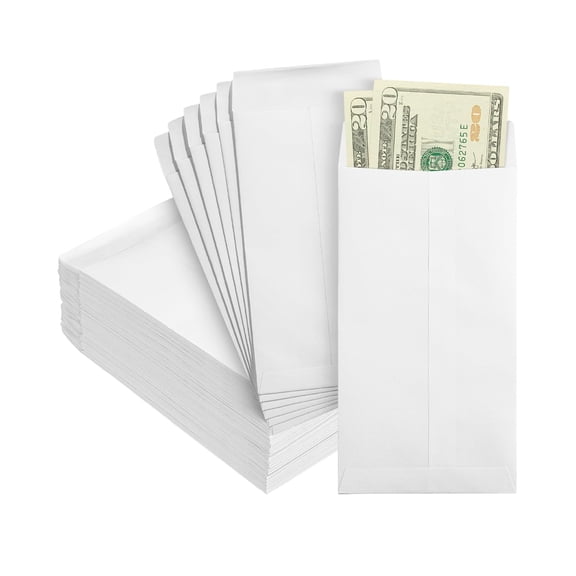 PenMoney Envelopes for Cash, 6.5" x 3.5", 100 Pack, Kraft Paper | Self-Adhesive Bulk Cash Envelopes for Budgeting, Money and Coin Saving, Check, Budget, Small Item Organizing