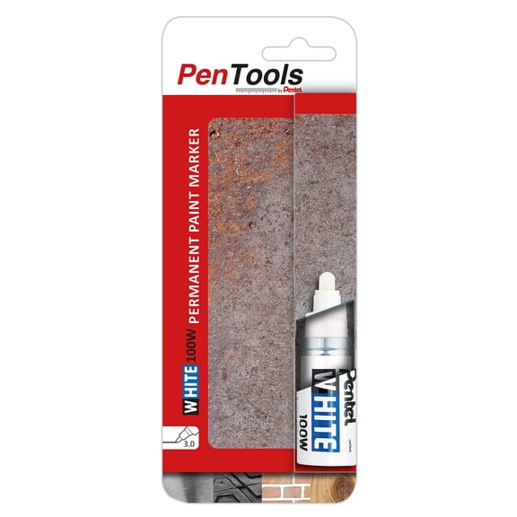 PenTools by Pentel X100W Permanent Paint Marker, Paint Ink is Permanent, White Pigmented and Hi