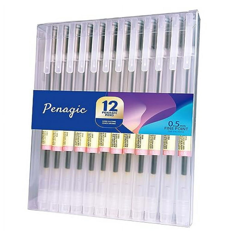 Penagic - Gel Pens 12 Count, Black Ink, Ball Point Pens Fine Point, 0.5 mm  Ink Pen, Note Taking Pens for Japanese Korean Office School Stationery  Supplies (Black, 12-Count) 