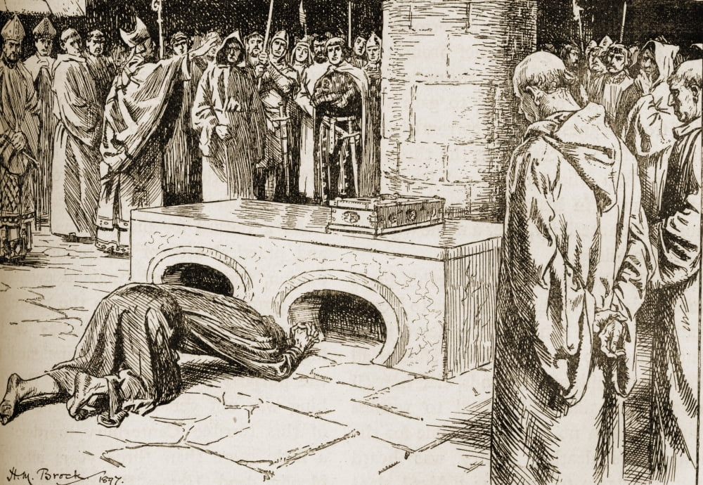 Penance Of Henry Ii (1133-1189) At Beckets Tomb Canvas Art - Ken Welsh Design Pics (36 x 24)