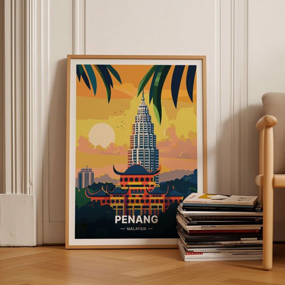 Penang Malaysia Travel Poster Traditional Artwork Ideal for Home Decor amp Special Occasio