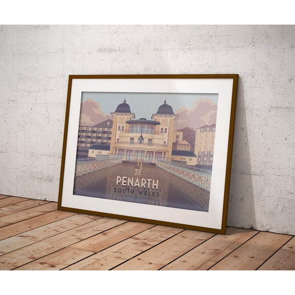 Penarth Travel Poster South Wales Pier Pavilion Art Deco Unframed Paper Print