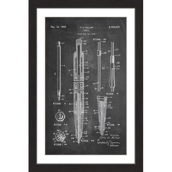"Pencil 1955 Chalk" Framed Painting Art Print, 24" x 1.5"