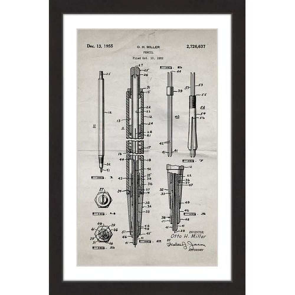 "Pencil 1955 Old Paper" Framed Painting Print